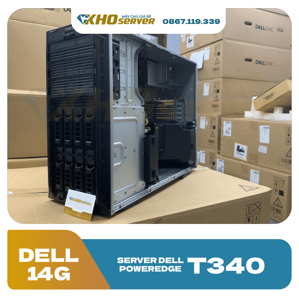 server dell poweredge T340 8x3.5 cũ