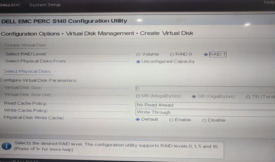 Hướng dẫn cài đặt RAID Server Dell R240 PERC S140