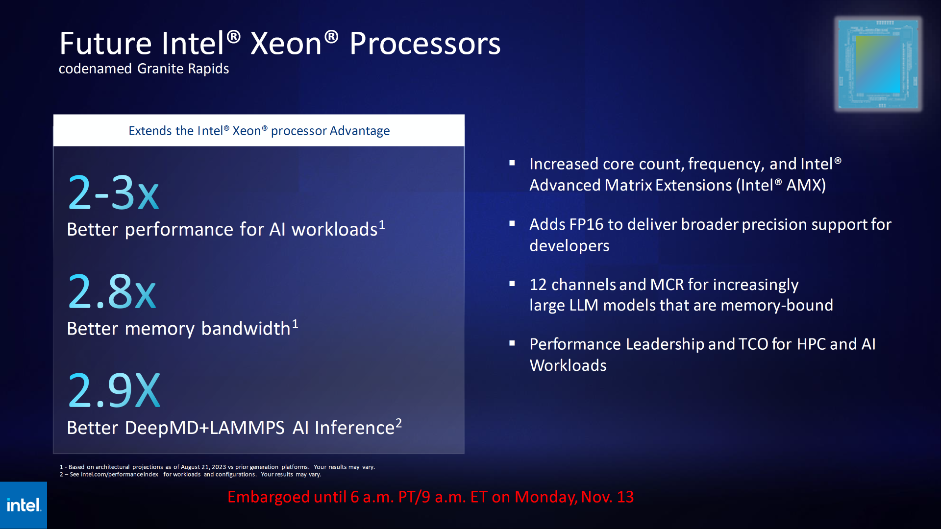 Hiệu suất CPU Xeon 64 nhân & Granite Rapids thế hệ thứ 5 của Intel