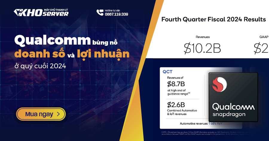 Qualcomm bùng nổ doanh số và lợi nhuận ở quý cuối 2024