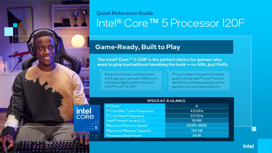 Lộ diện thông số kỹ thuật của Intel Core i5‑120F