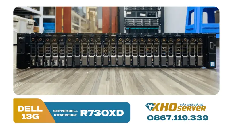 Máy Chủ Dell PowerEdge R730XD thanh lý dạng rack 2U tối ưu lưu trữ và virtualization cho doanh nghiệp