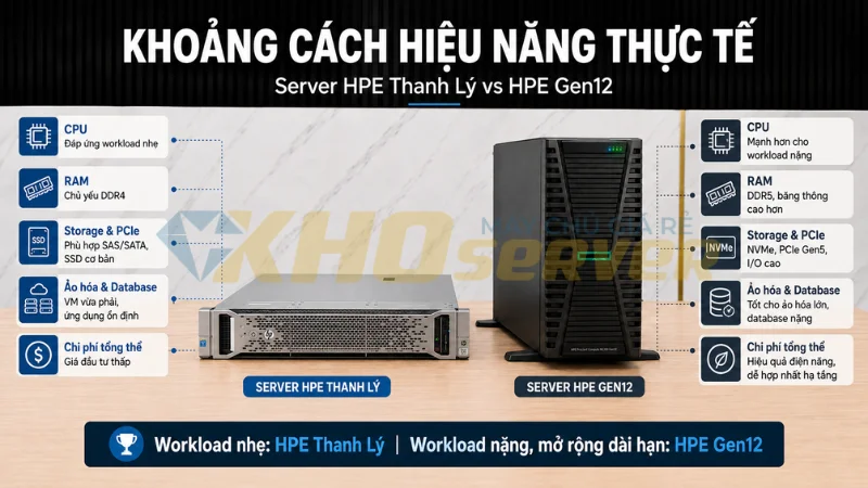 Khoảng Cách Hiệu Năng Thực Tế Giữa Server HPE Thanh Lý Và HPE Gen12 So Sánh Hiệu Năng Thực Tế Giữa Server HPE Thanh Lý Và HPE Gen12