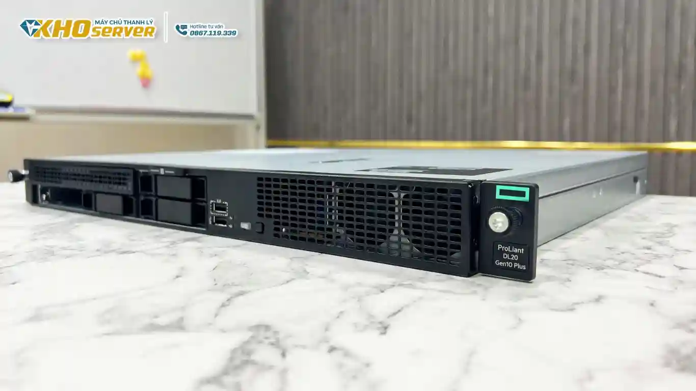 Có nên chọn HPE DL20 Gen10 Plus thanh lý thay vì máy mới? HPE DL20 Gen10 Plus thanh lý - mặt trước