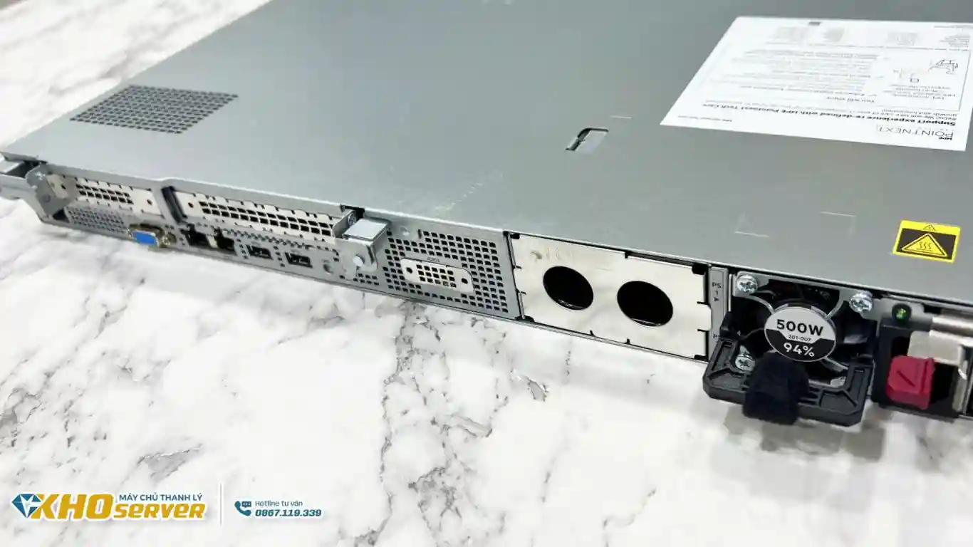 Có nên chọn HPE DL20 Gen10 Plus thanh lý thay vì máy mới? HPE DL20 Gen10 Plus thanh lý - mặt sau